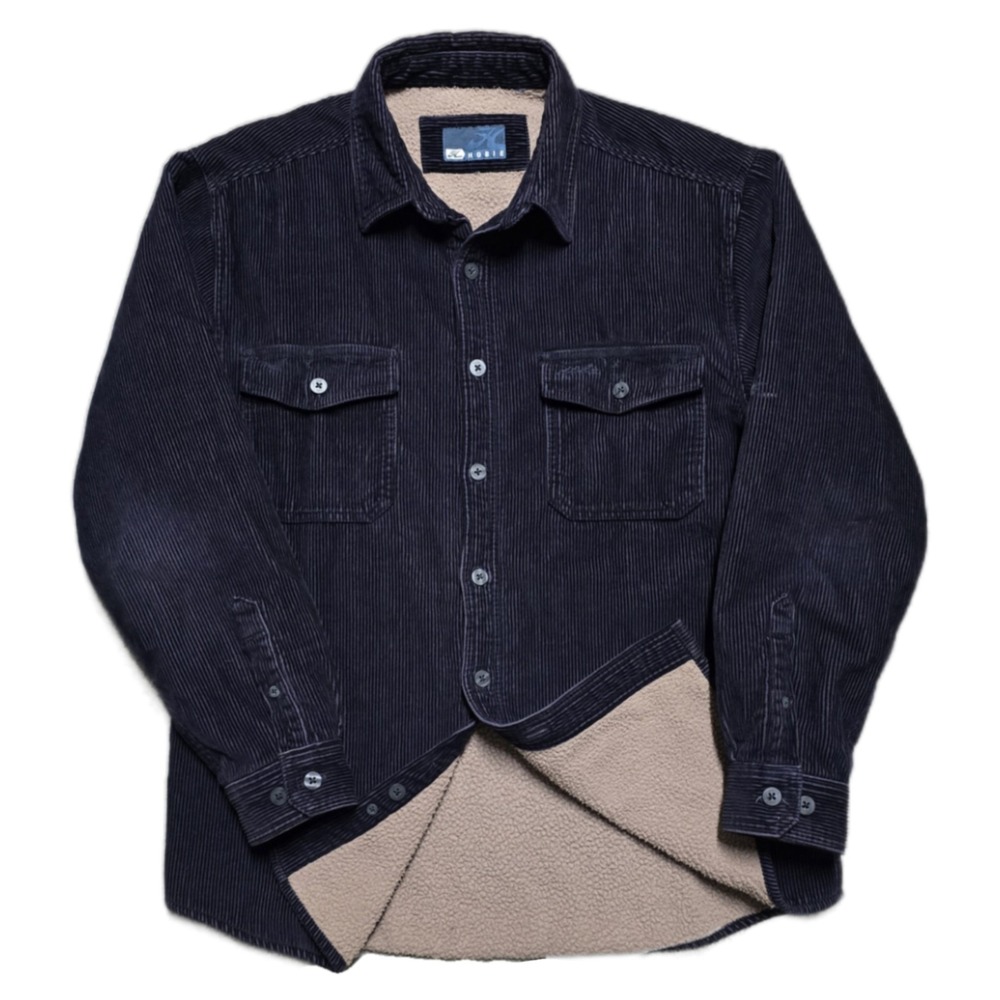 Vintage HOBIE Fleece Lined Corduroy Shirt Jacket Mens XL Navy Blue 90s